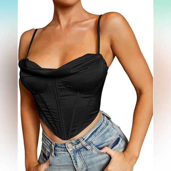 NWOT BLACK CORSET TOP - Picture 1 of 3